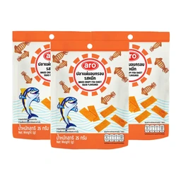 Thumbnail 1 of เอโร่ ปลาแผ่นอบกรอบ รสหมึก 25 ก. x 3
