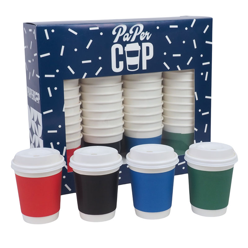 Boxset Paper Cup 8 oz with Sip Lid 40 pcs Assorted Color
