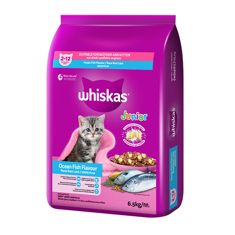 WHISKAS Dry Cat Food Kittle Ocean Fish and Milk 6.5 kg