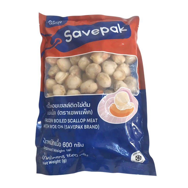 SAVEPAK Frozen Boiled Scallop Meat with Roe On 1 kg