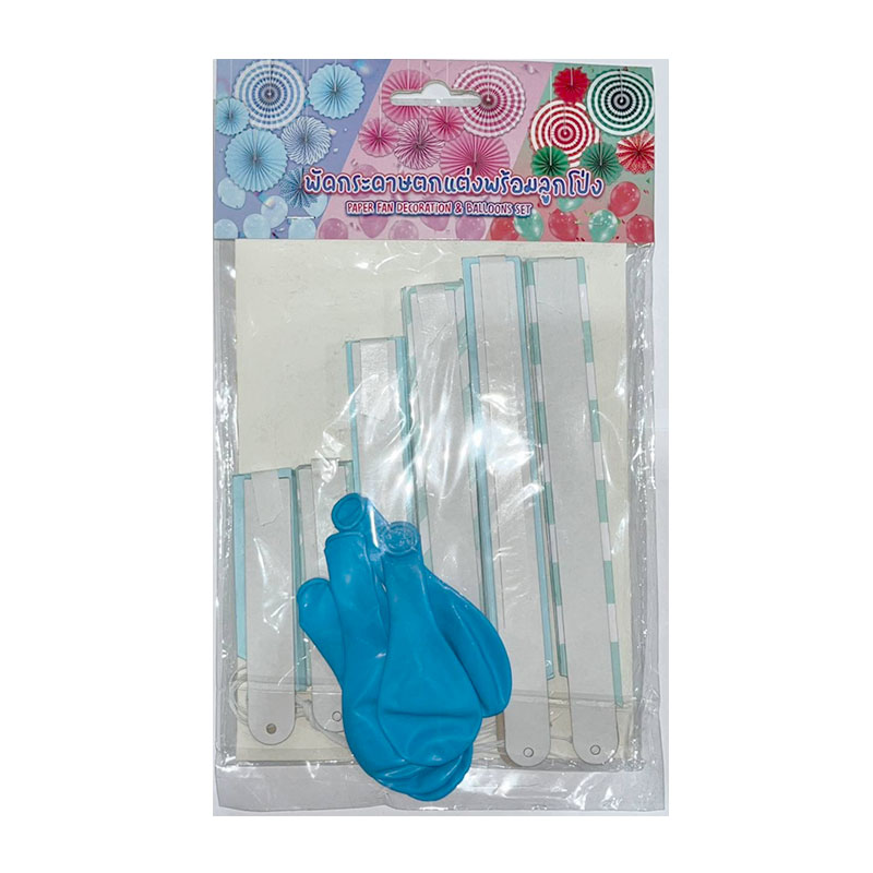 CS Paper Fans 1 Ply+Balloon 6 pcs Assorted Color