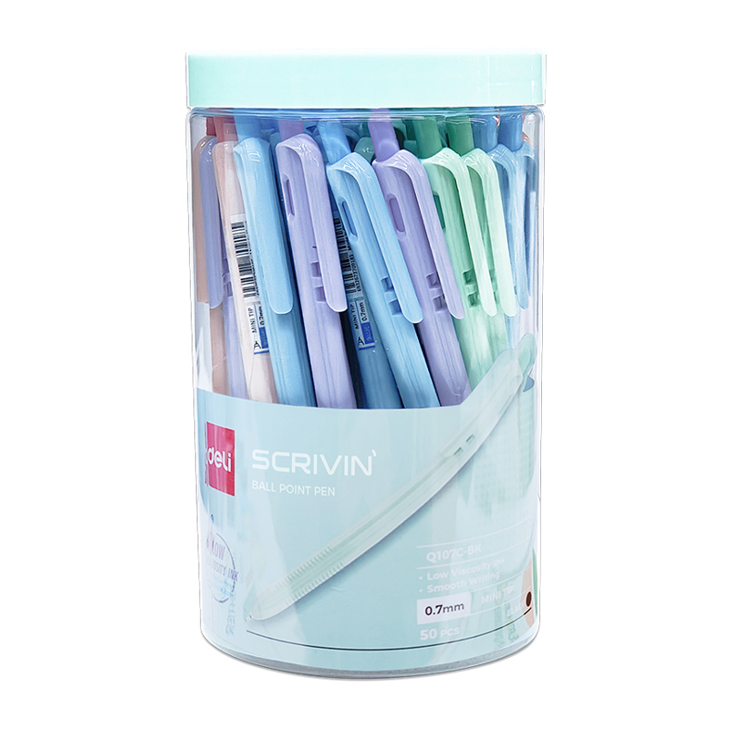 DELI Ball Pen 0.7 mm Black Model Q107C-BK 50 pcs