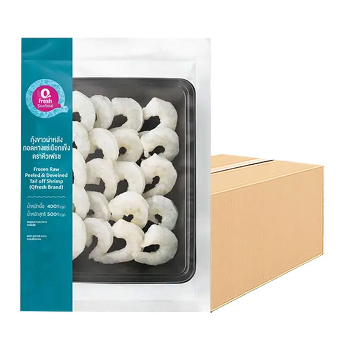 Q FRESH Frozen Peeled & Deveinted Tail Off Shrimp (18-22 pcs) 500 g x 20