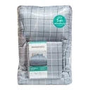 Thumbnail 1 of โมเมนโต ผ้าปูที่นอนเสมือนคอตตอนลายตาราง สีเทา 5 ฟุต+ผ้านวม