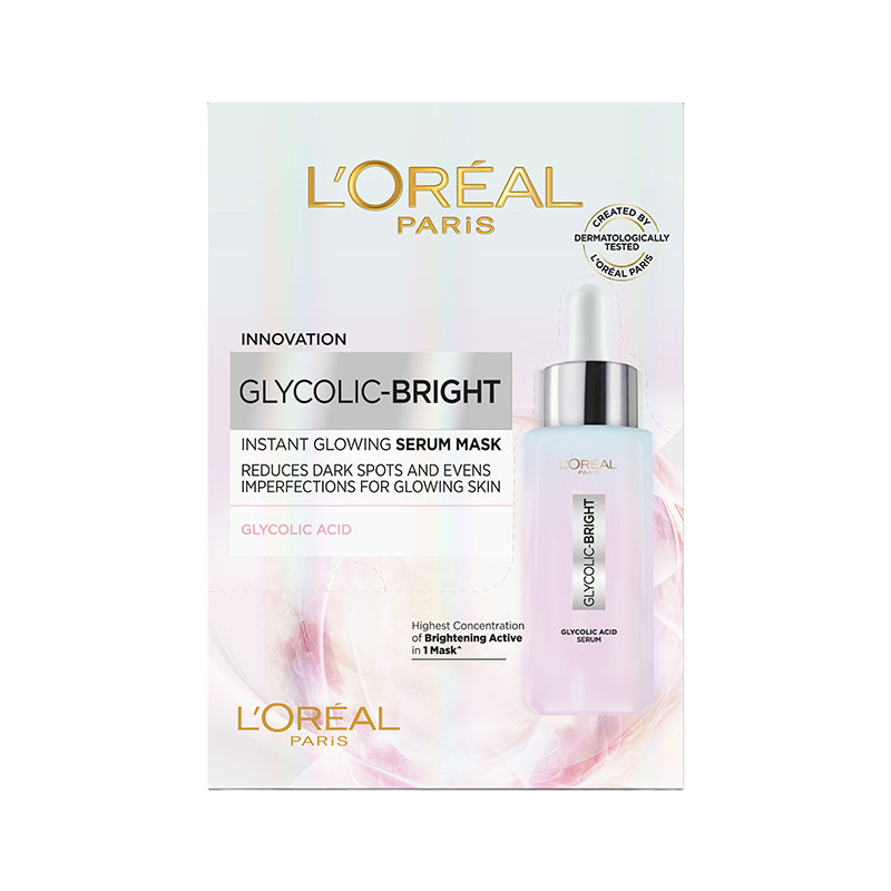 L'OREAL Paris Glycolic Bright Instant Glowing Serum Mask 22 g x 5