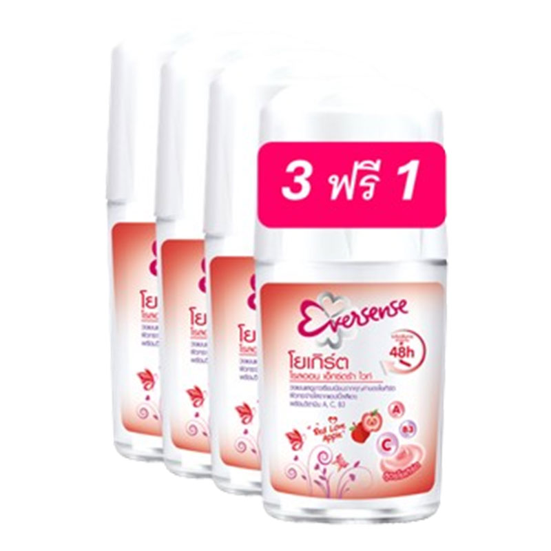 EVERSENSE Roll On Extra White Yogurt Red Love Apple 25 ml x 3+1