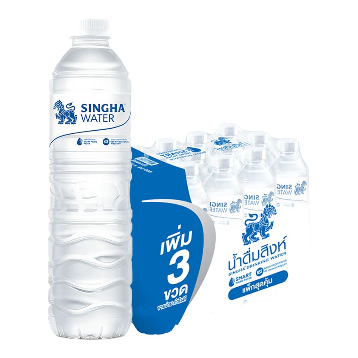 สิงห์ น้ําดื่ม 600 มล. x 12+3