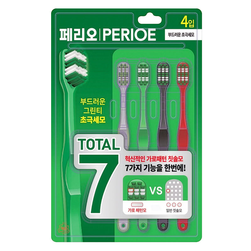 PERIOE Toothbrush Total7 Soft Pine Bristle 4 pcs X 1