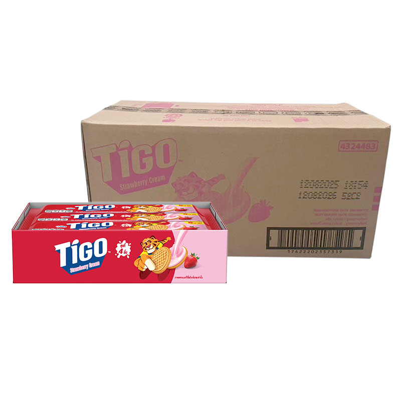 TIGO Cookies Carton Cream Fill Strawbery 35 g x 144