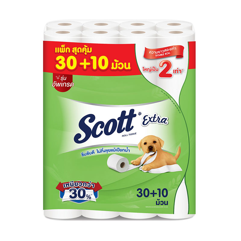 Scott Extra Double Roll Toilet Tissue Green 30+10 roll X 40