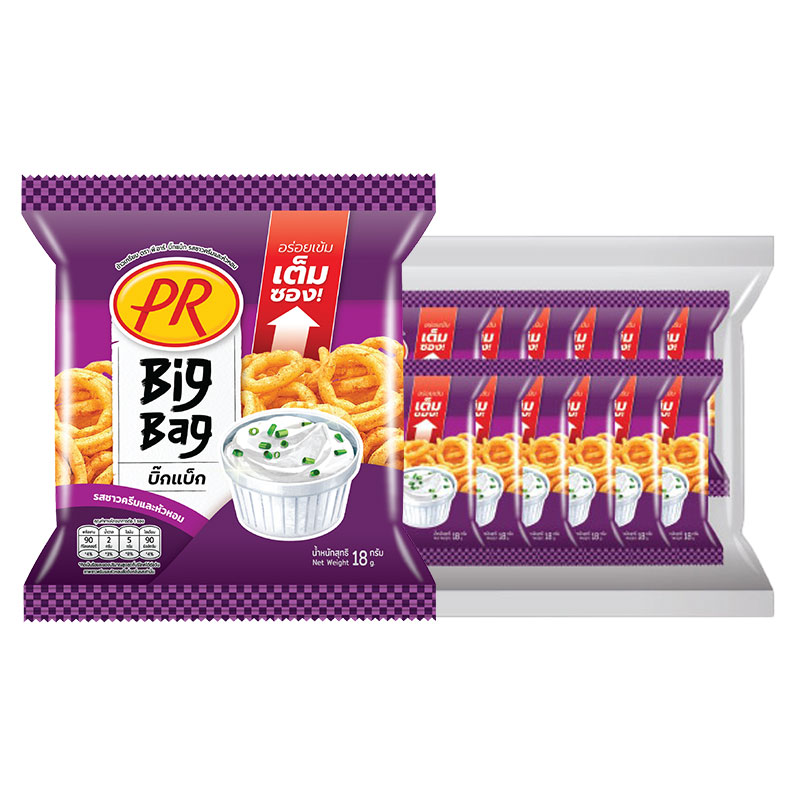 PR Big Bag Rice Cracker Sour Cream and Onion Flavor 18 g x 12