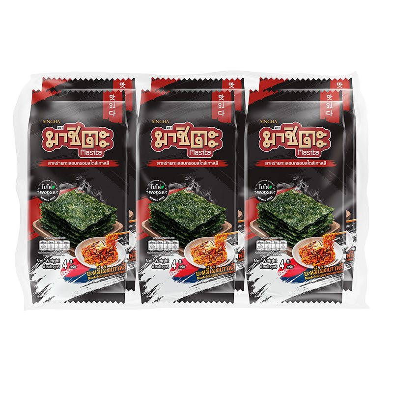 MASITA Roasted Seaweed Noodle Hot Spicy Korean Sauce Flavour 4 g x 6