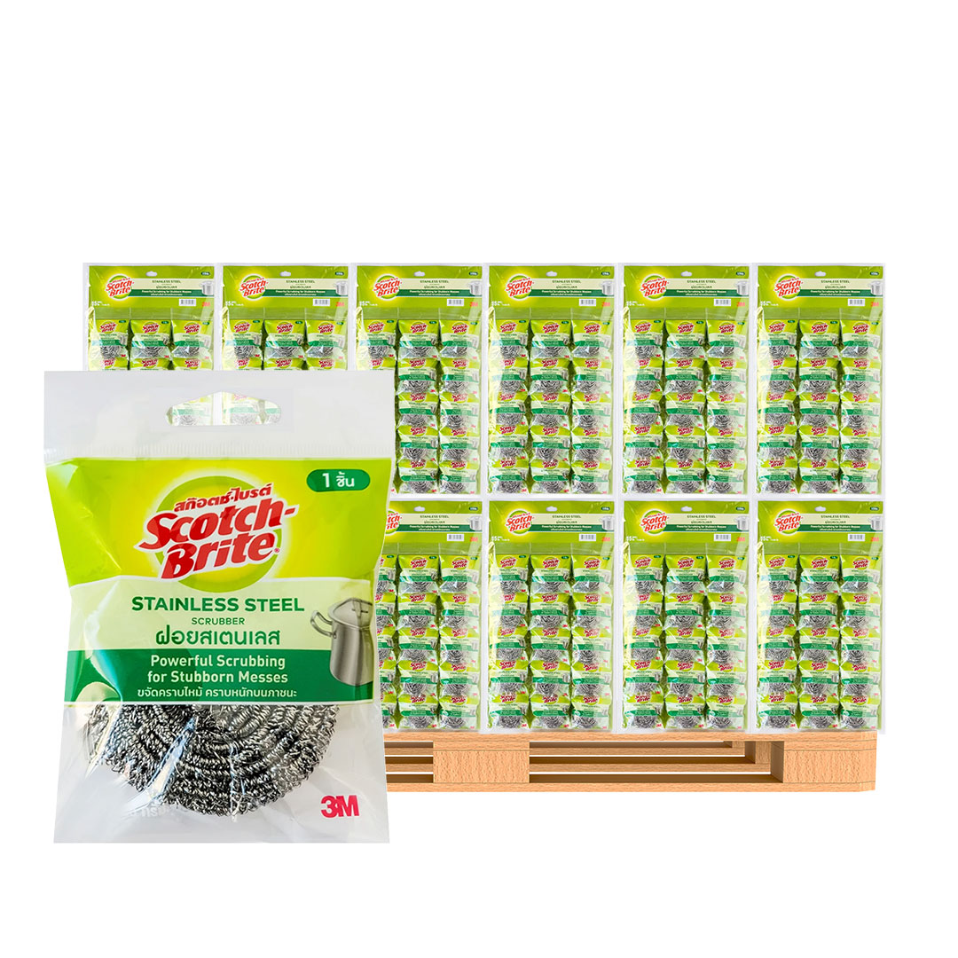 SCOTCH-BRITE Stainless Steel Scourer 14 g x 12 (1 pallet)