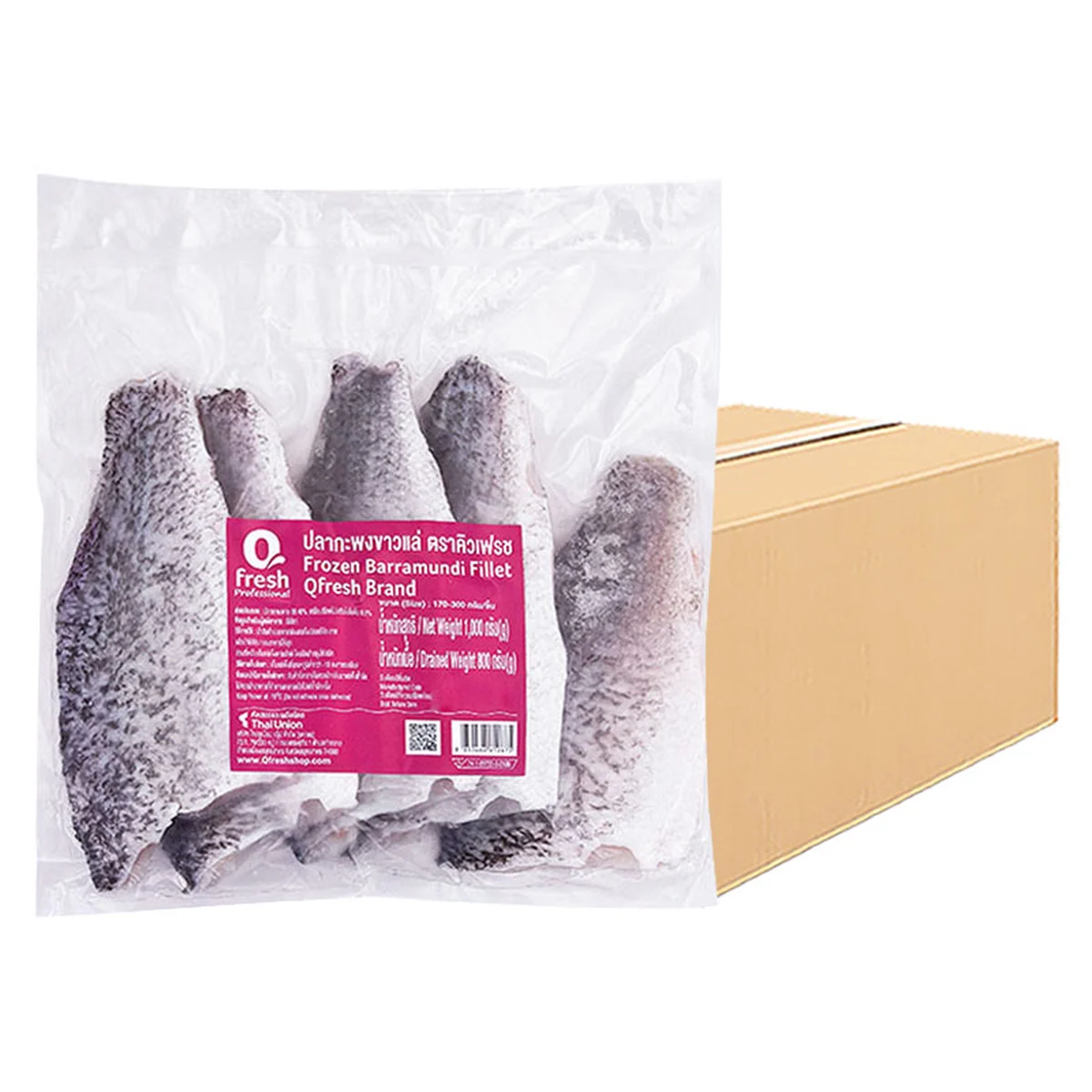 Q FRESH Frozen Barramundi Fillet (170-300g/pc) 1 kg x 10