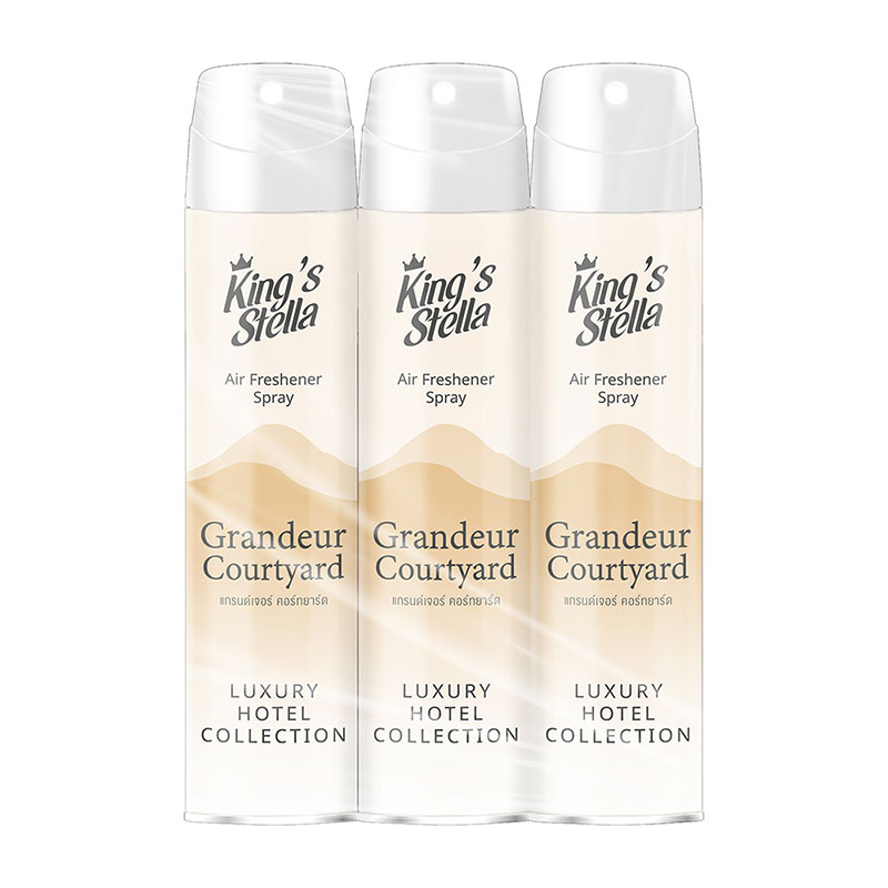 KING'S STELLA Hotel Air Freshener Spray Grandeur Courtyard 300 ml.  1 can X 3