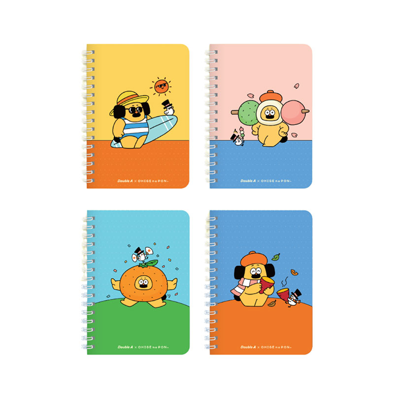 DOUBLE A Wire Binding Notebook A6 Ohige No Pon 80 gsm 60 sheets x 6