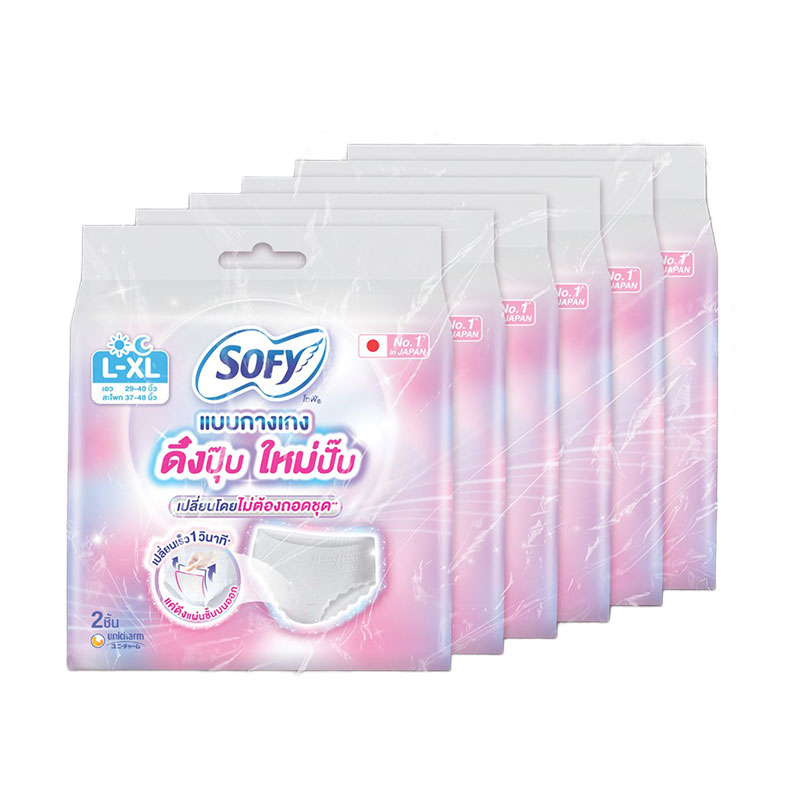SOFY Sanitary Pants Dueng Pup Mai Pap Size L-XL 2 pcs x 6