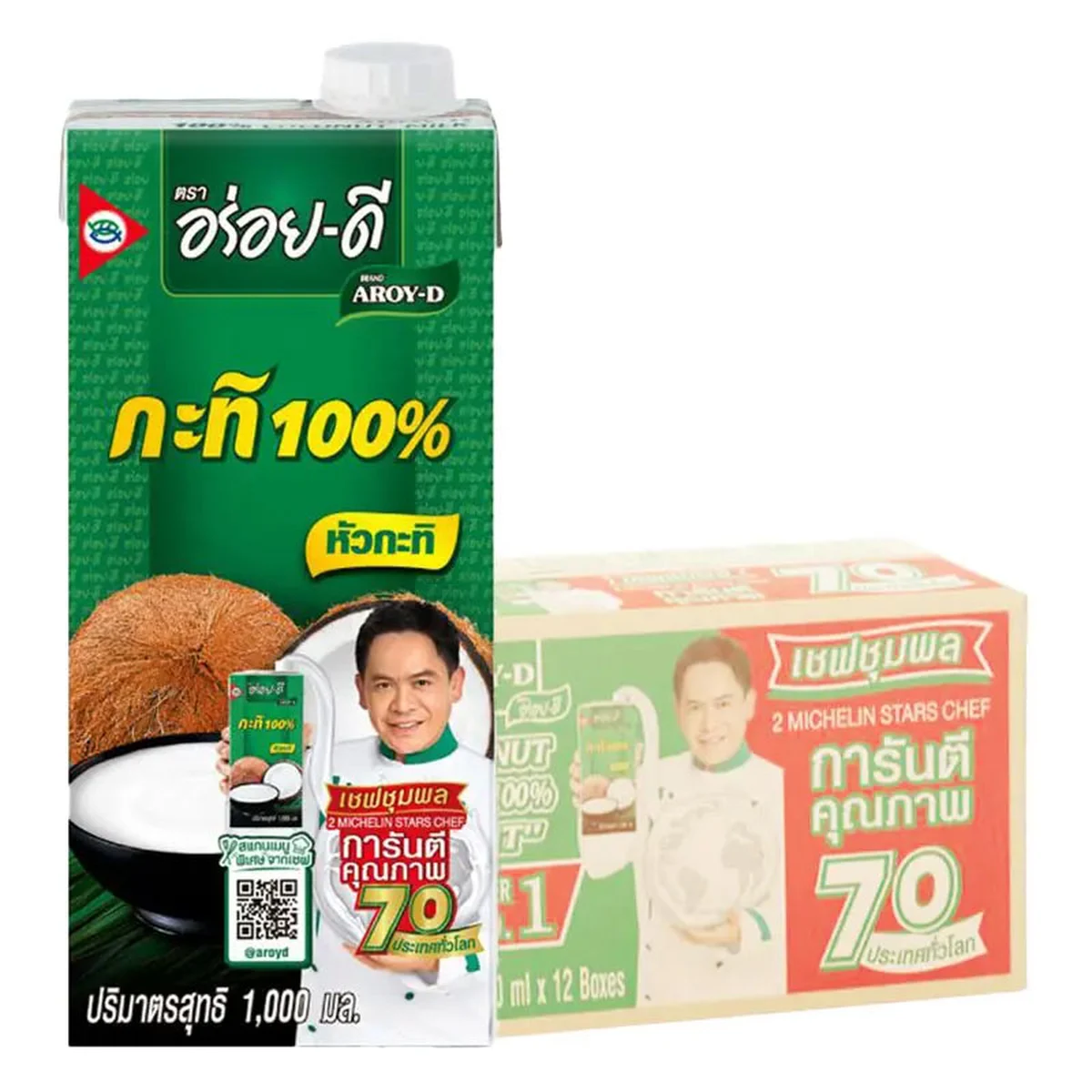 AROY-D Coconut Milk 100% 1 l x 12