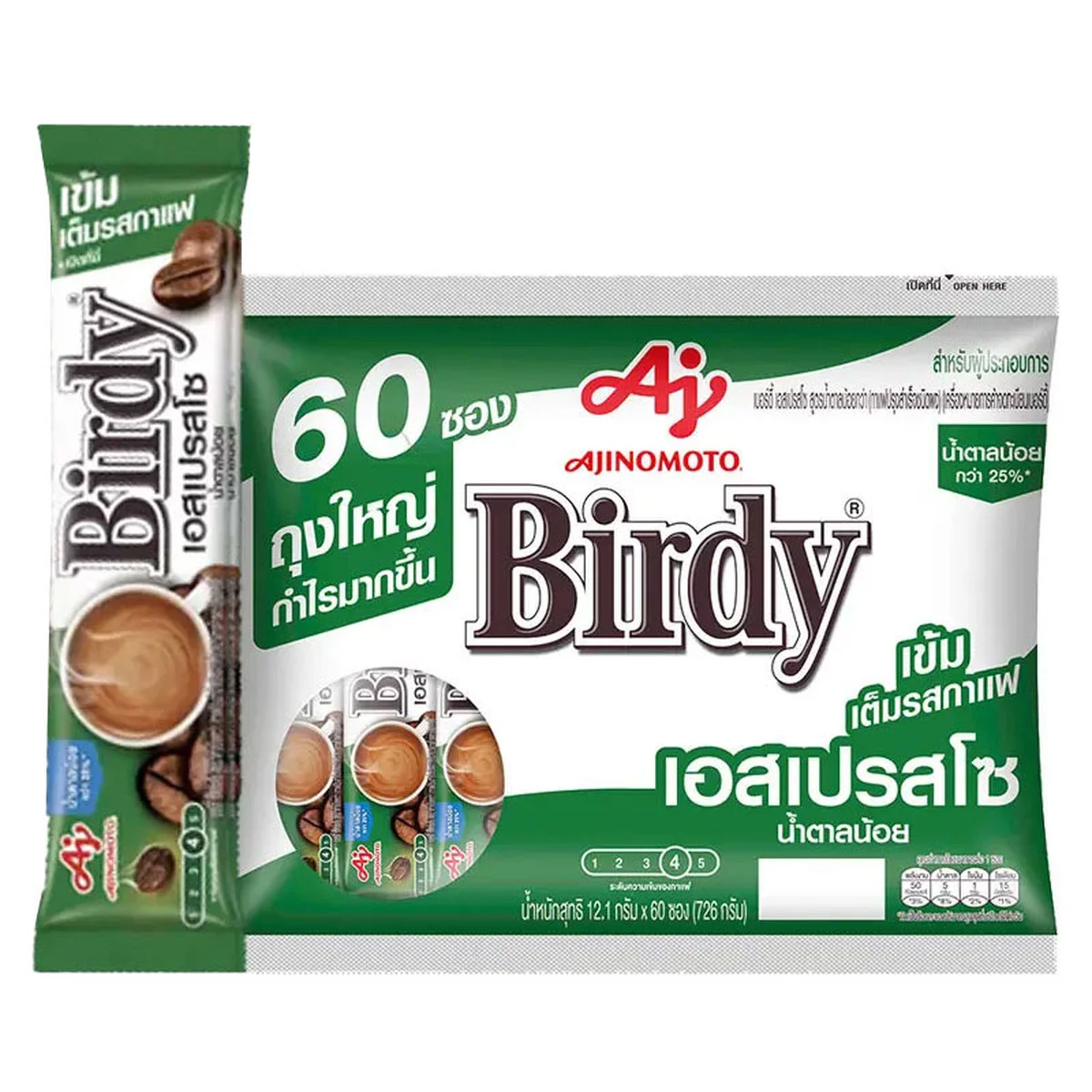 เบอร์ดี้ 3อิน1 เอสเปรสโซ กาแฟปรุงสําเร็จชนิดผง 12.1 ก. 60 ซอง