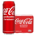 Thumbnail 1 of โค้ก เครื่องดื่มน้ำอัดลม แบบกระป่อง รสออริจินัล น้ำตาลน้อยกว่า 325 มล. x 6