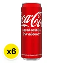 Thumbnail 2 of โค้ก เครื่องดื่มน้ำอัดลม แบบกระป่อง รสออริจินัล น้ำตาลน้อยกว่า 325 มล. x 6