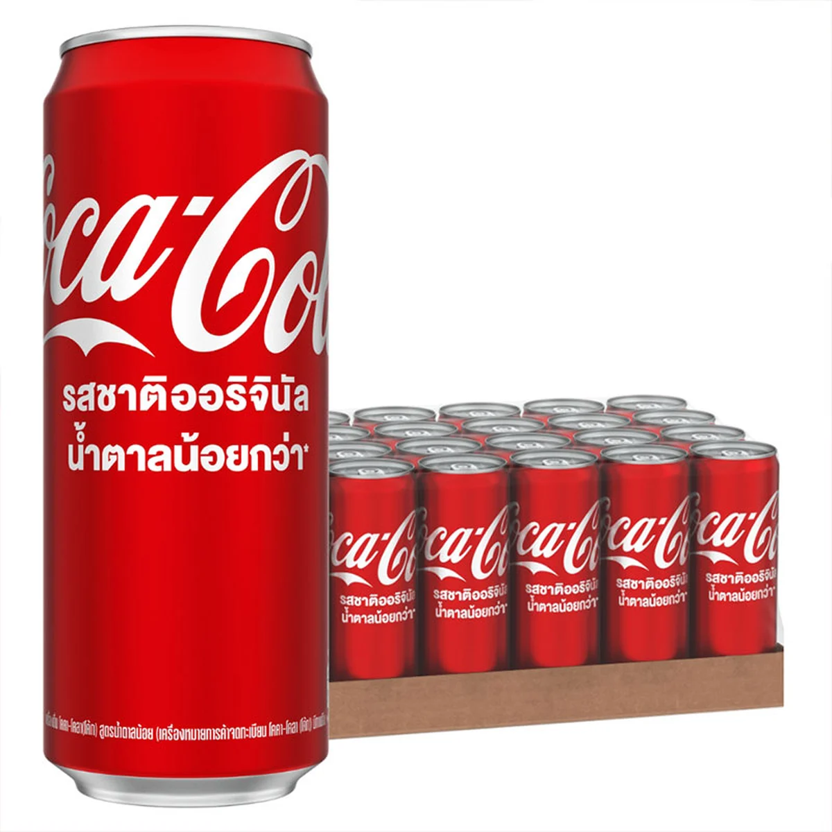 โค้ก เครื่องดื่มน้ําอัดลม แบบกระป๋อง รสออริจินัล น้ําตาลน้อยกว่า 325 มล. x 24