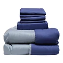 Thumbnail 2 of MOMENTO Micro Bed Sheet Navy/Gray 6 ft+Blanket