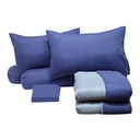 Thumbnail 4 of MOMENTO Micro Bed Sheet Navy/Gray 6 ft+Blanket