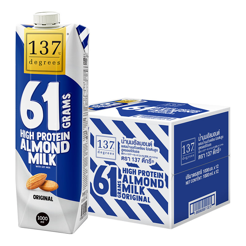 137 DEGREES Almond Milk Original High Protein 1 l x 12