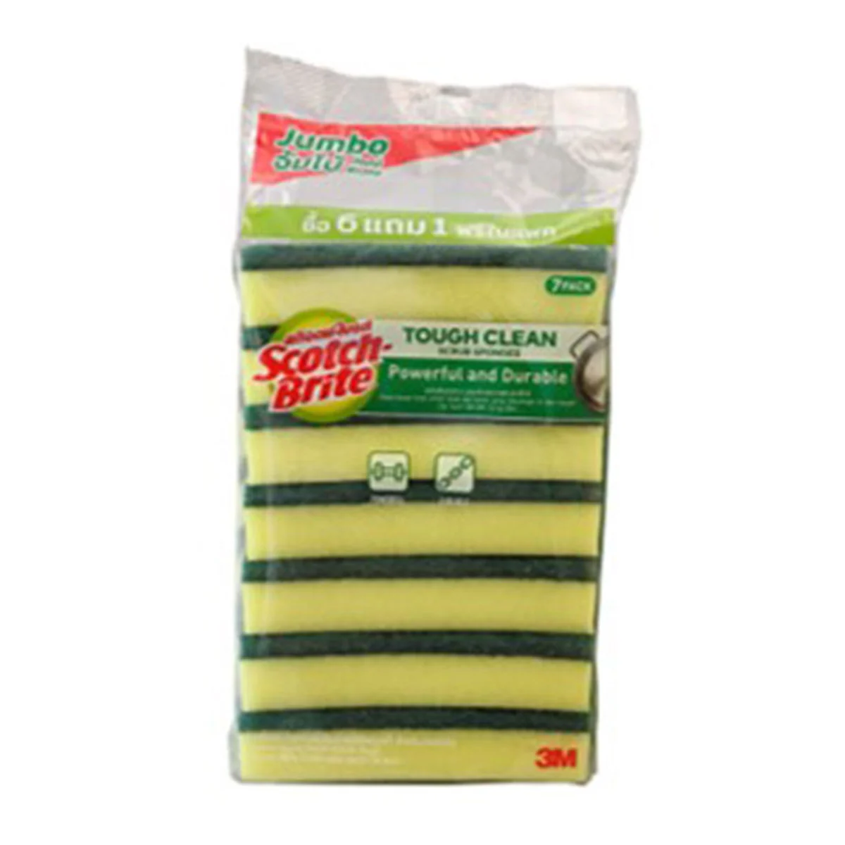 สก๊อตช์-ไบรต์ แผ่นใยขัดพร้อมฟองน้ํา จัมโบ้ ขนาด 3.5x6 นิ้ว 6 ชิ้น