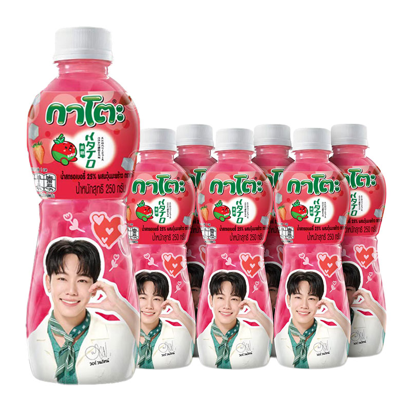 KATO 25% Strawberry Juice with Nata de Coco 250 ml x 6