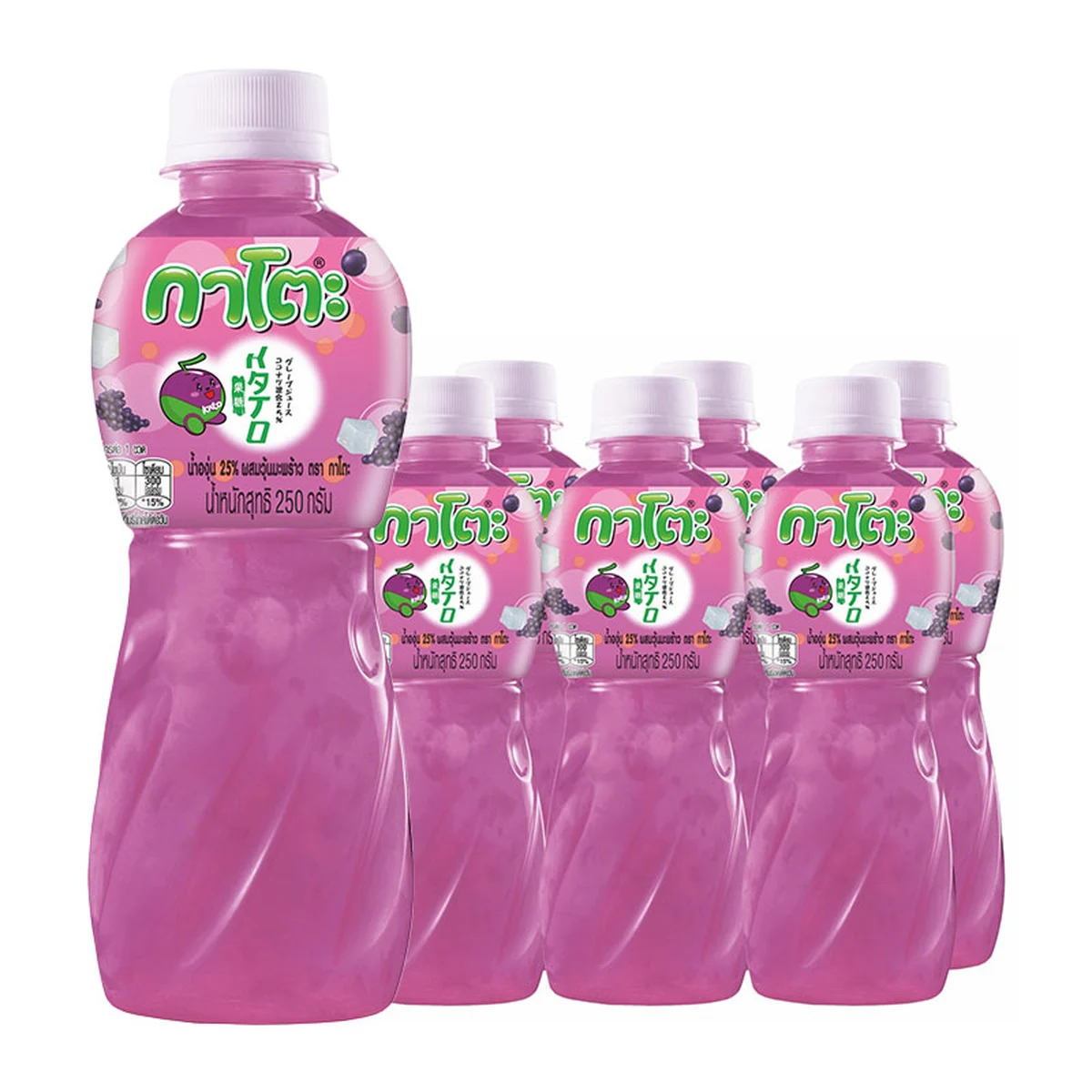 KATO 25% Grape Juice with Nata de Coco 250 ml x 6