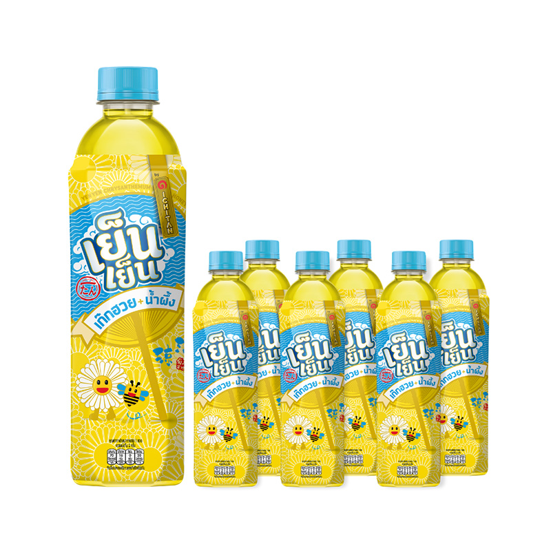 เย็นเย็น เครื่องดื่มสมุนไพรพร้อมดื่ม น้ำเก๊กฮวยผสมน้ำผึ้ง 400 มล. x 6