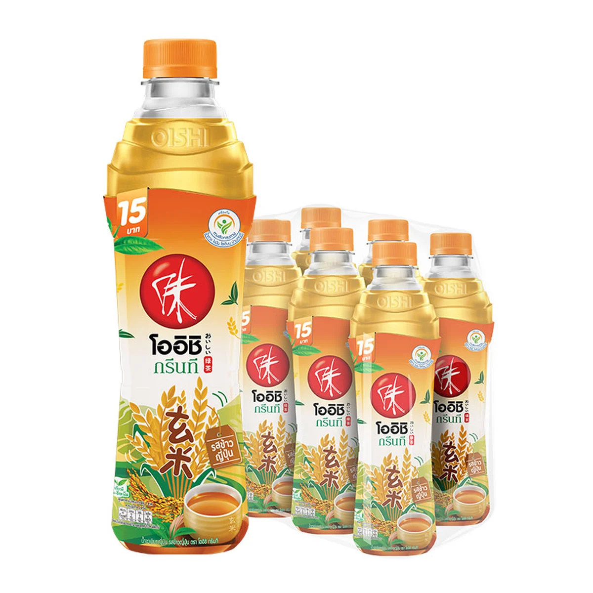 โออิชิ ชาเขียวพร้อมดื่ม รสข้าวญี่ปุ่น 370 มล. x 6