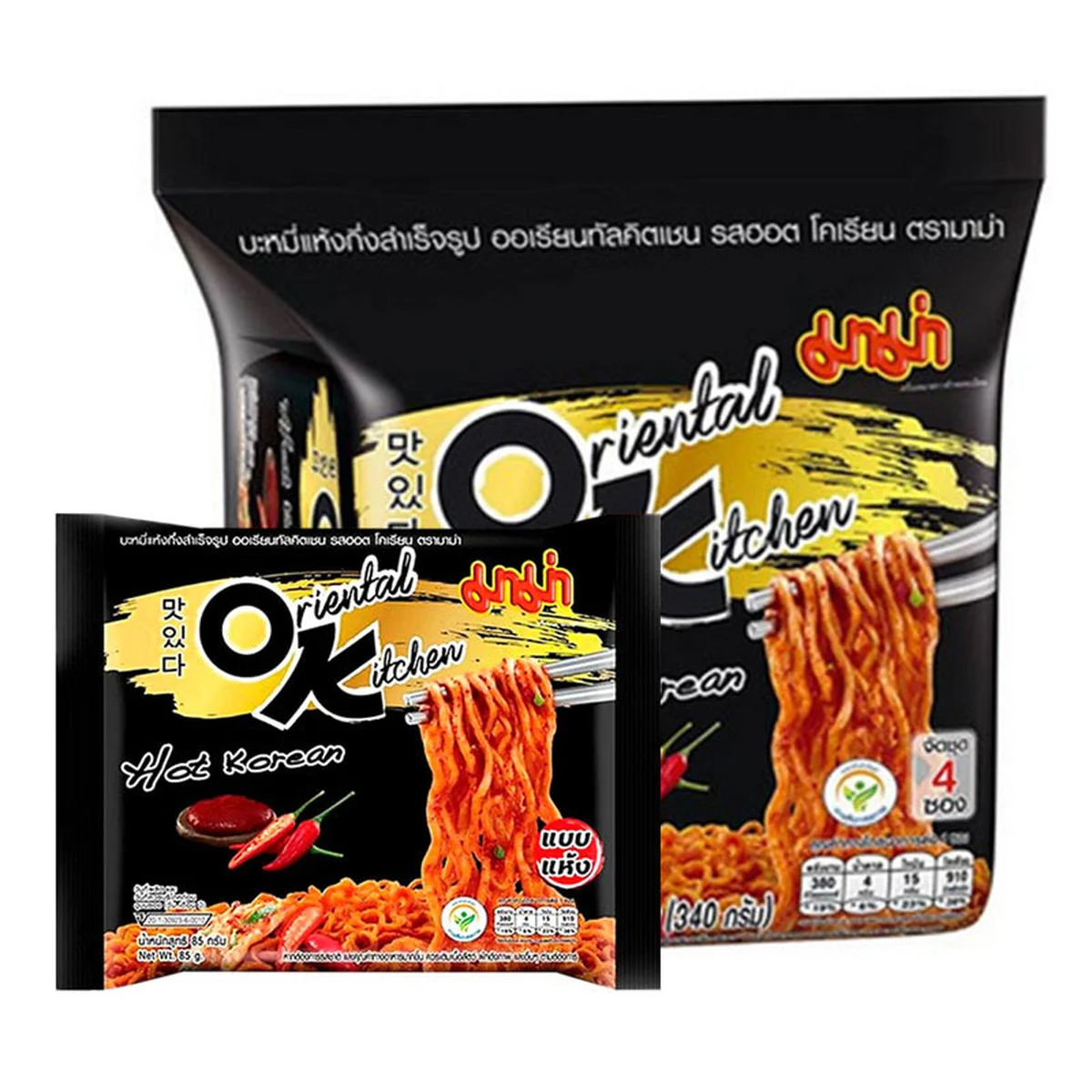 MAMA Oriental Kitchen Instant Noodles Hot Korean 85 g x 4