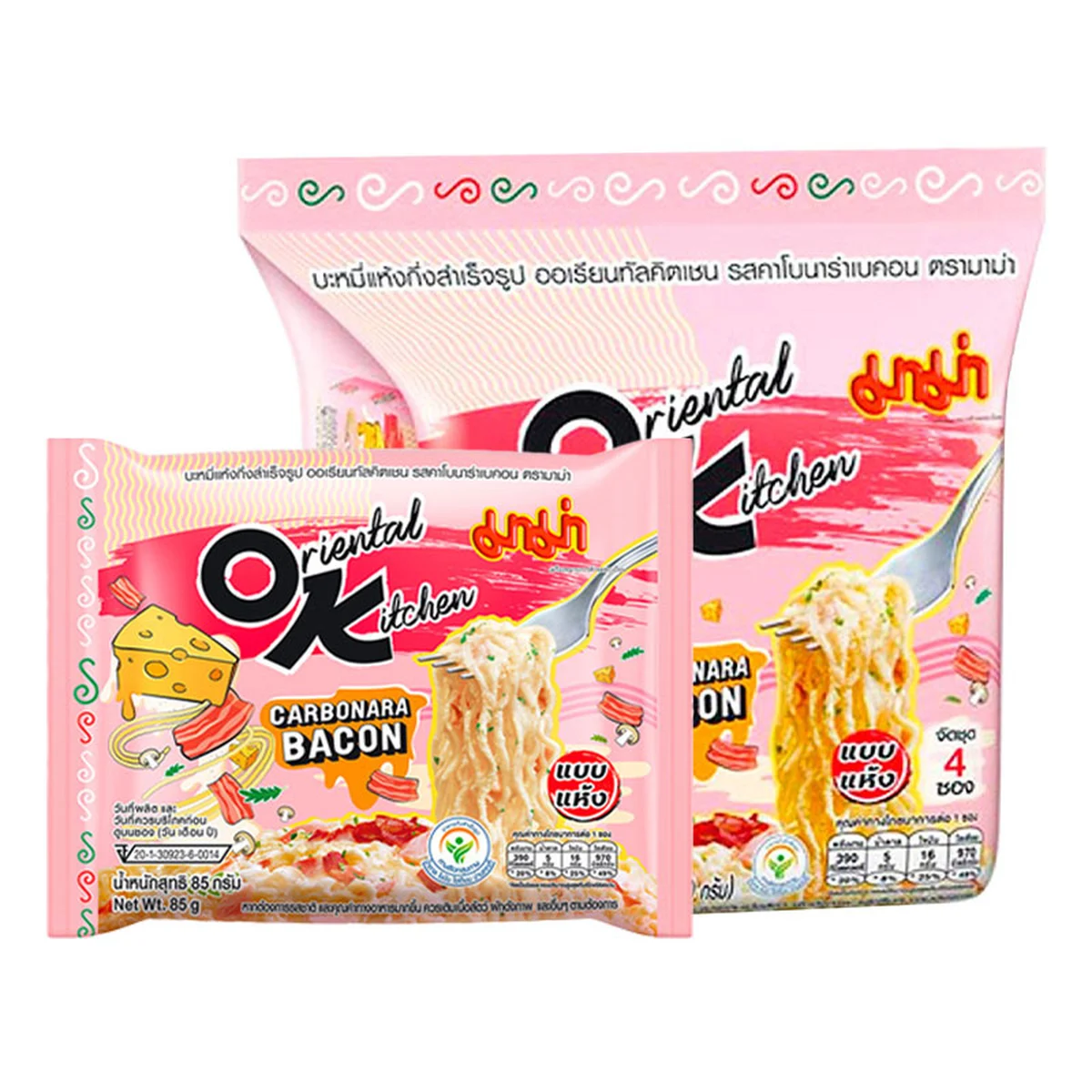 MAMA Oriental Kitchen Instant Noodles Carbonara Bacon 85 g 4 pcs