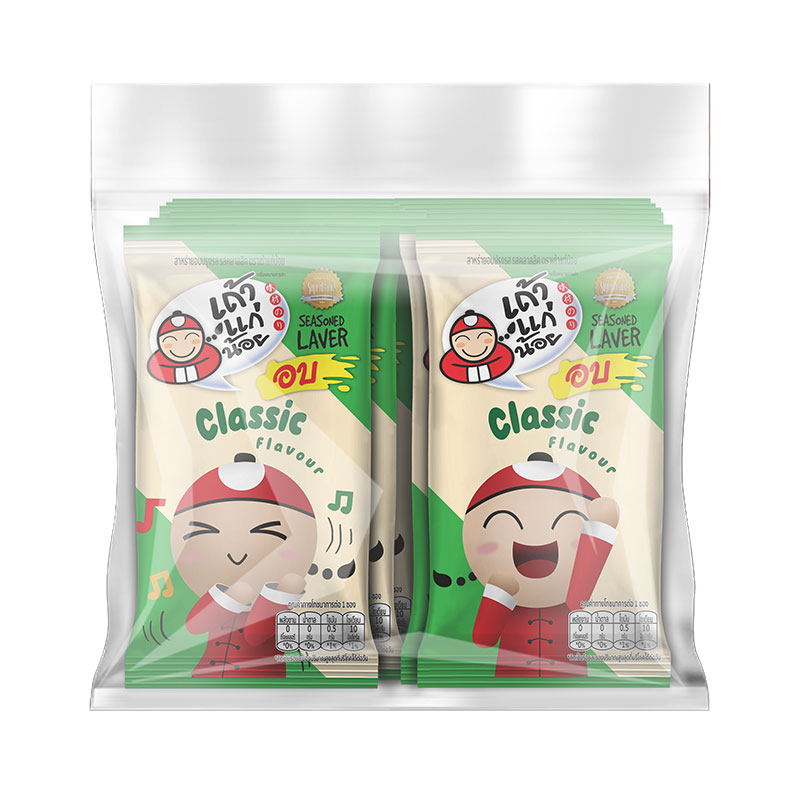 เถ้าแก่น้อย สาหร่ายอบปรุงรส รสคลาสสิค 1.65 ก. 12 ชิ้น