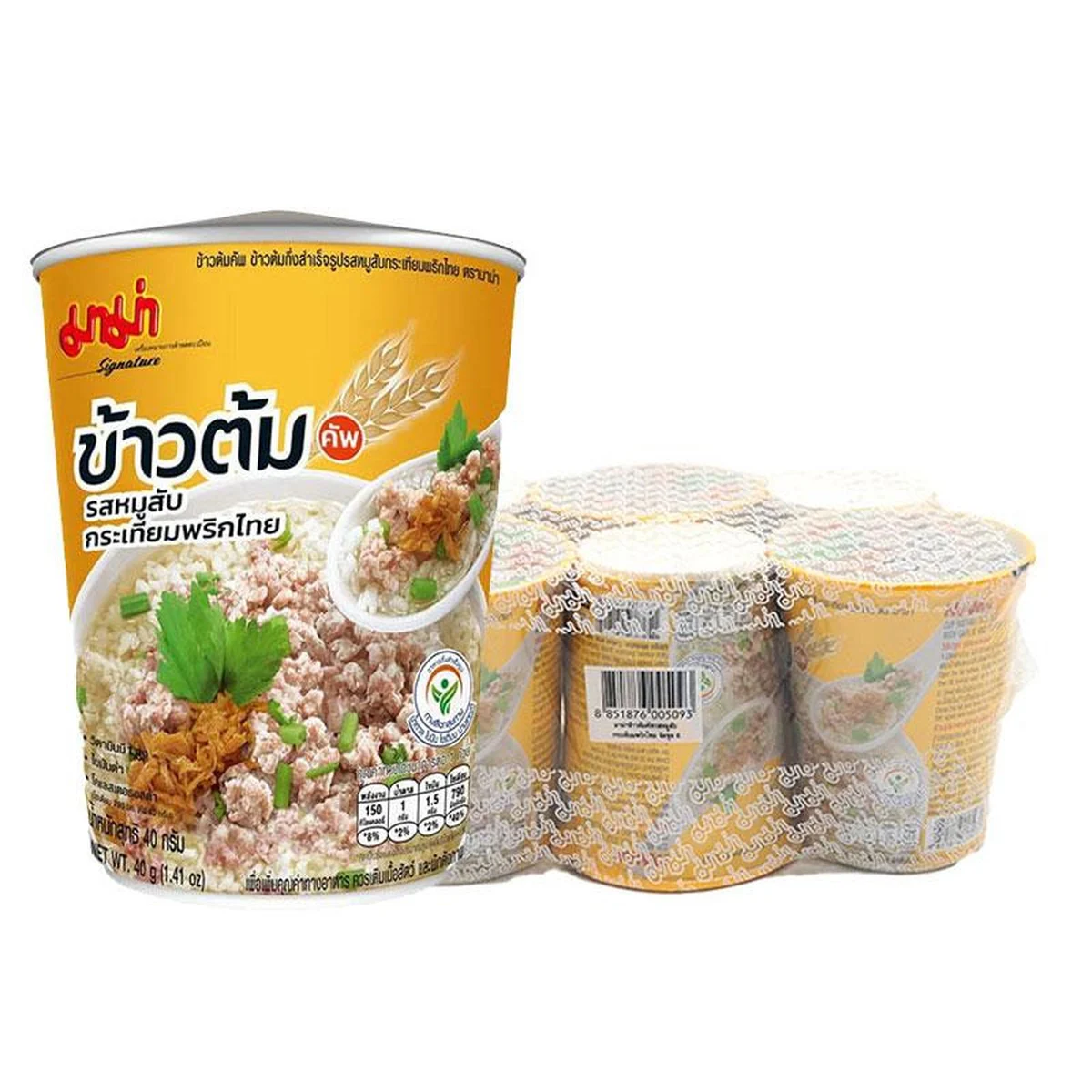 มาม่า ข้าวต้ม รสหมูสับกระเทียมพริกไทย 35 กรัม x 6 ถ้วย