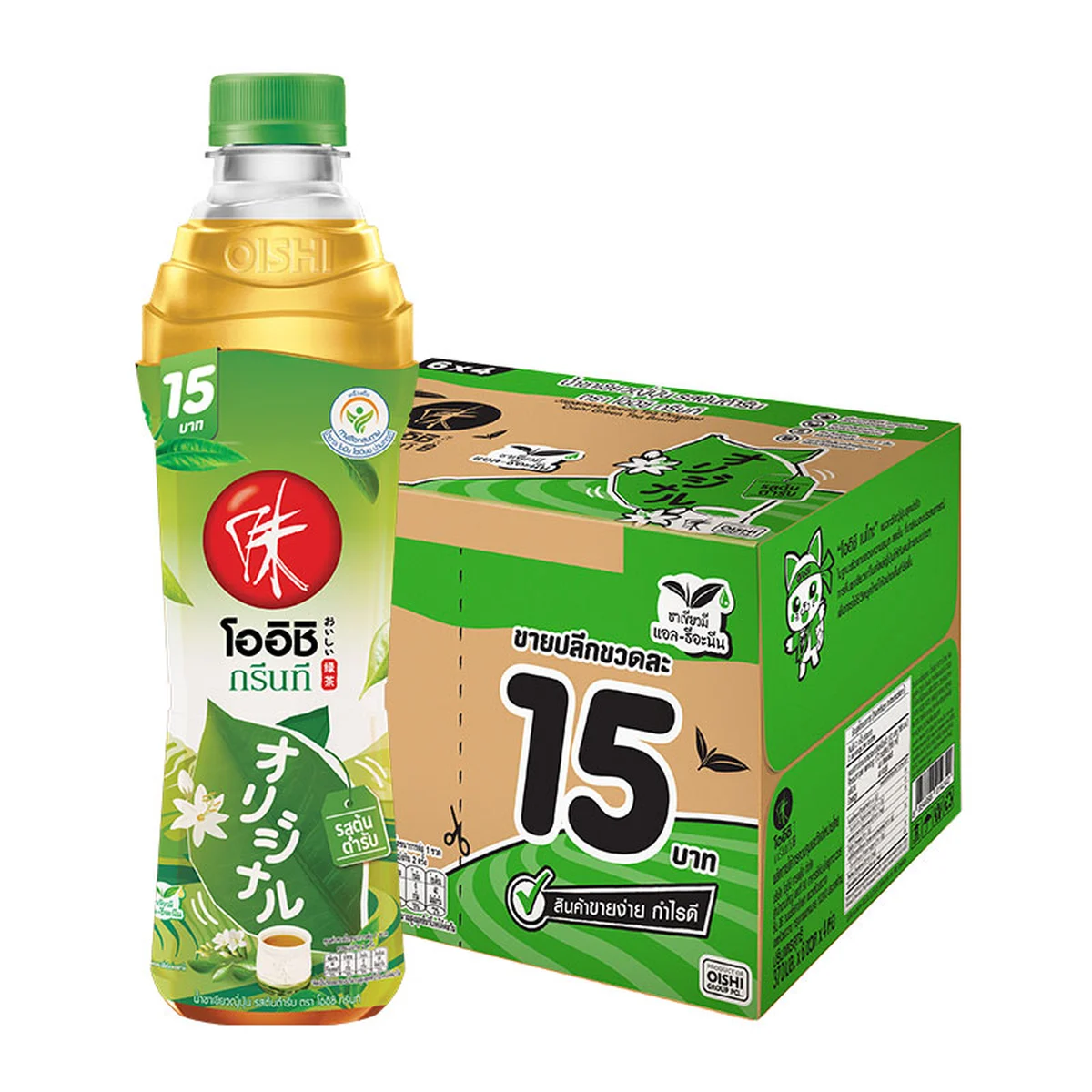 โออิชิ ชาเขียวพร้อมดื่ม รสต้นตํารับ 370 มล. x 24