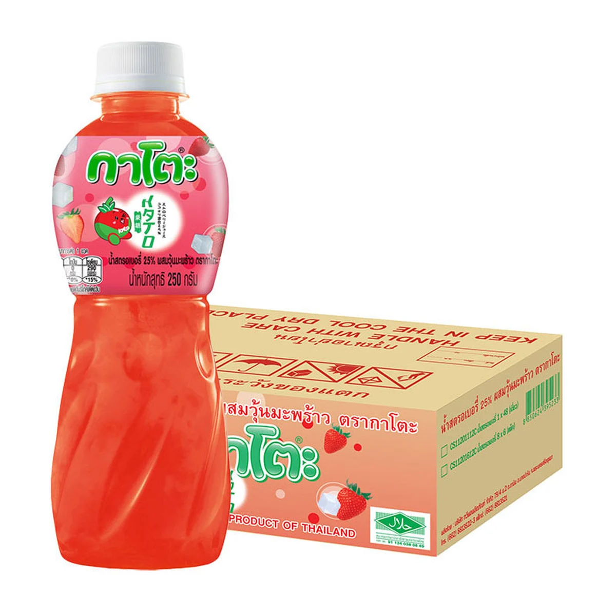 KATO 25% Strawberry Juice with Nata De Coco 250 ml x 48