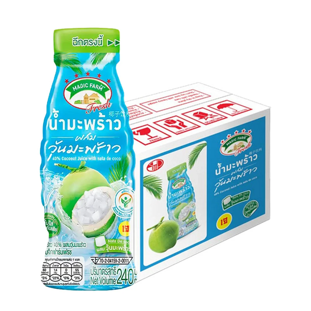 MAGIC FARM Fresh Coconut Juice with Nata De Coco 240 ml x 36