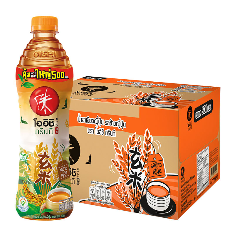 OISHI Green Tea Drink Genmai 500 ml x 24