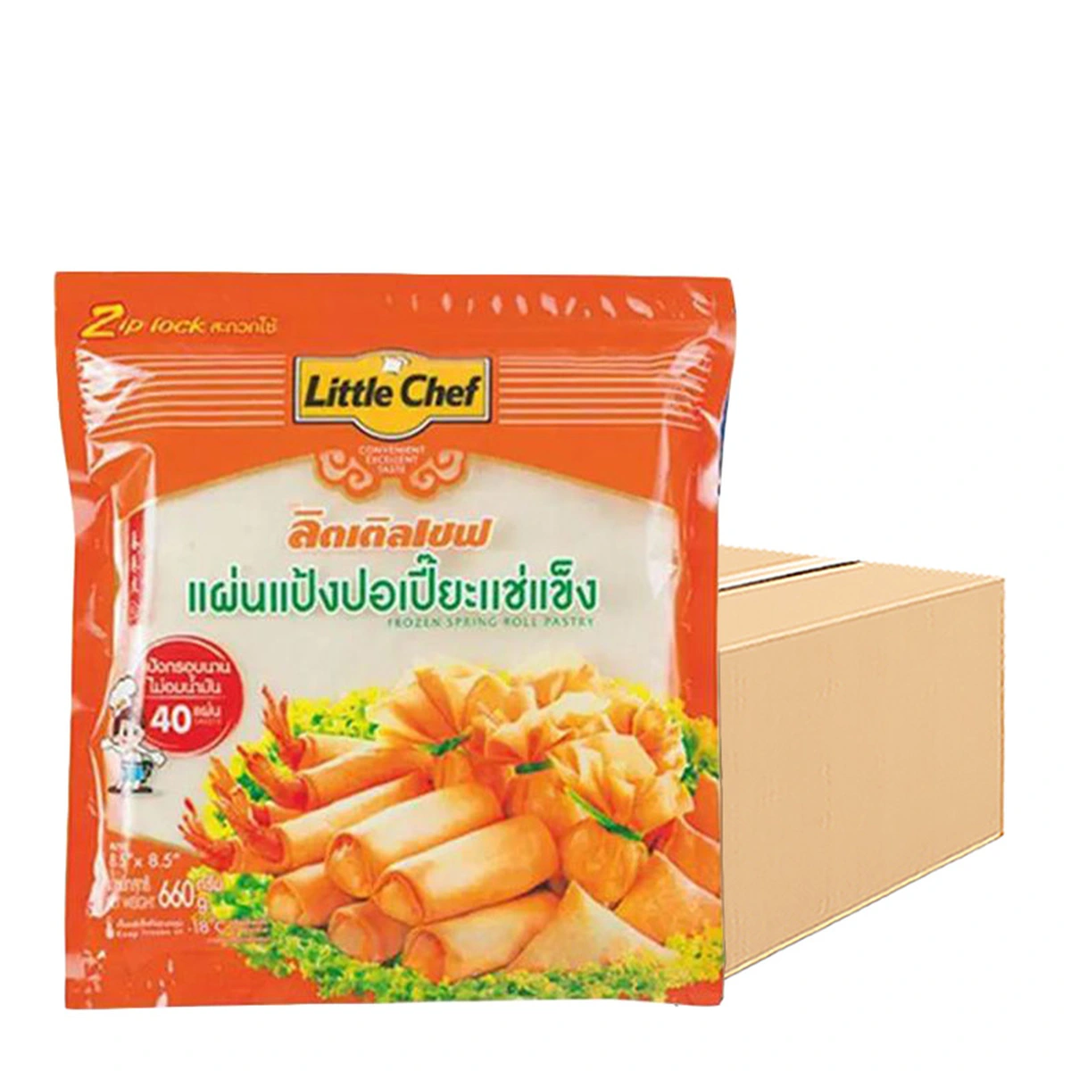 ลิตเติลเชฟ แผ่นแป้งปอเปี๊ยะแช่แข็ง 8.5 นิ้ว 40 แผ่น 660ก.x20