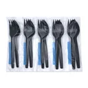 Thumbnail 5 of ARO Wrapped Plastic Spoon and Fork Set 15 cm Black 50 sets