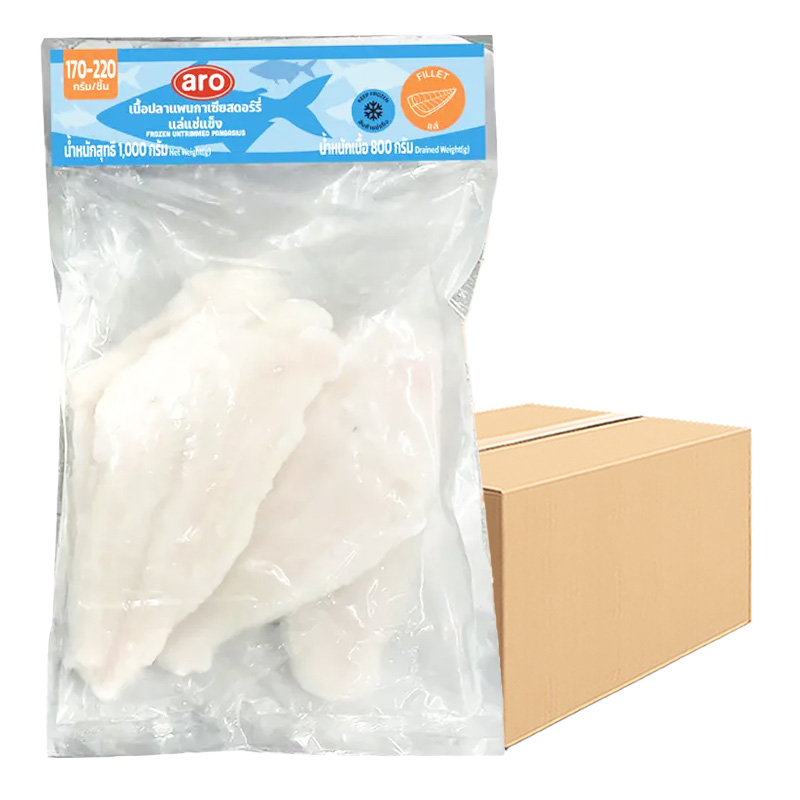 ARO FROZEN UNTRIMMED PANGASIUS FILLET (170-220 G/PC) 1 KG X 10 PACKS