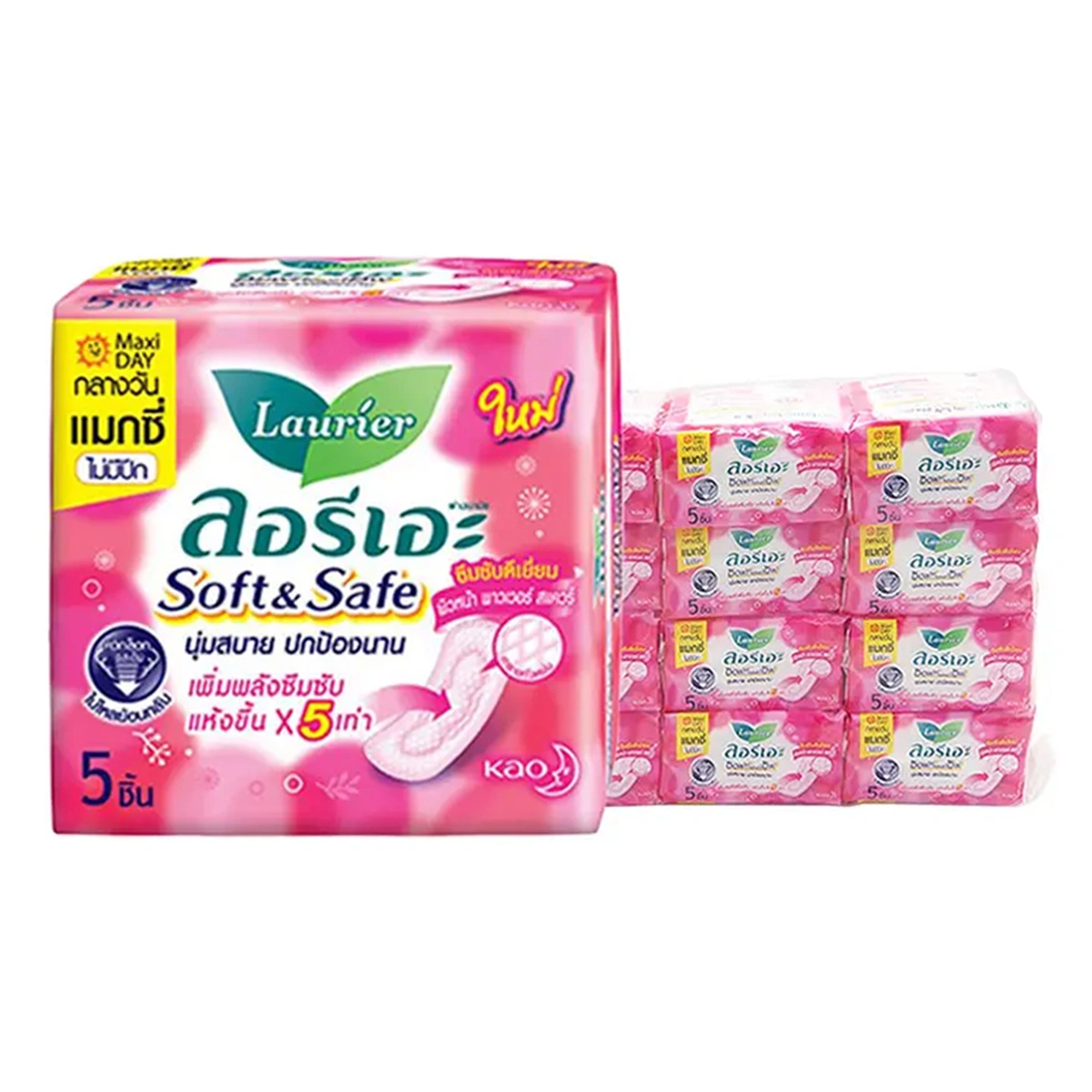 ลอรีเอะ ซอฟท์แอนด์เซฟ แม็กซี่ ผ้าอนามัย 5 แผ่น x 12