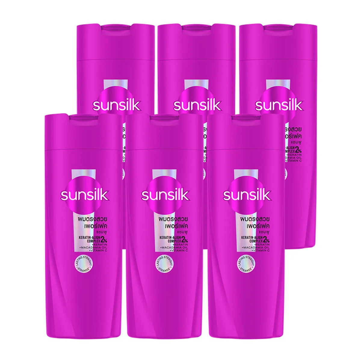 ซันซิล แชมพู เพอร์เฟค สเตรท สูตรผมตรงสวยสมบูรณ์แบบ สีม่วง 60 มล. x 6