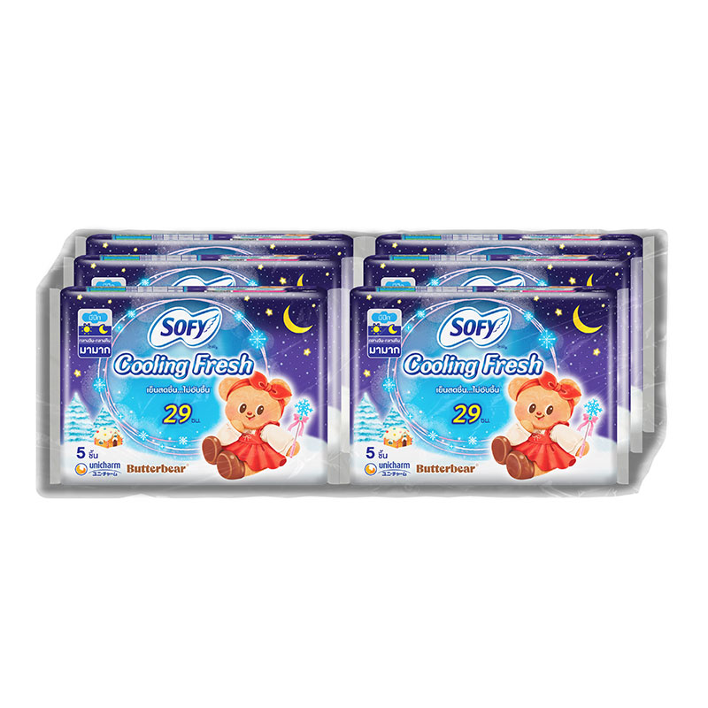 SOFY Cooling Fresh Night Sanitary Napkin 29 cm 5 pcs x 6