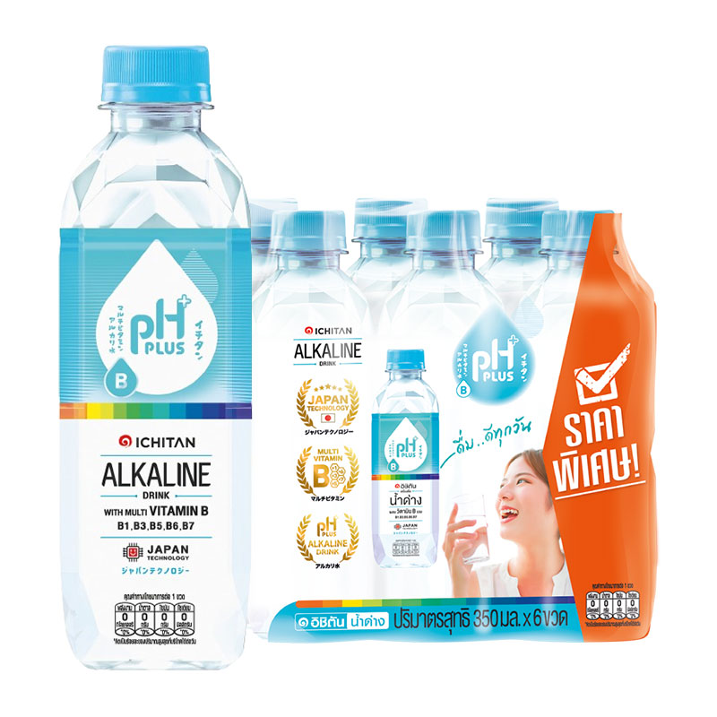 ICHITAN Alkaline Water Ph Plus 8.5 with Mixed Vitamin B 350 ml x 6