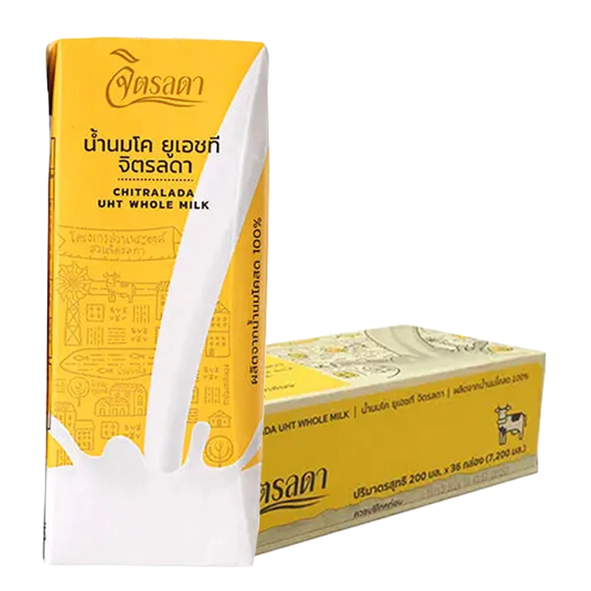 จิตรลดา นมยูเอชที รสจืด 200 มล. x 36